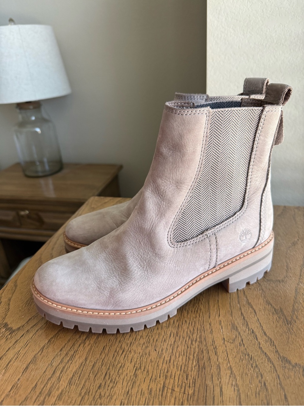 Timberland Suede Chelsea Booties in Light Blush